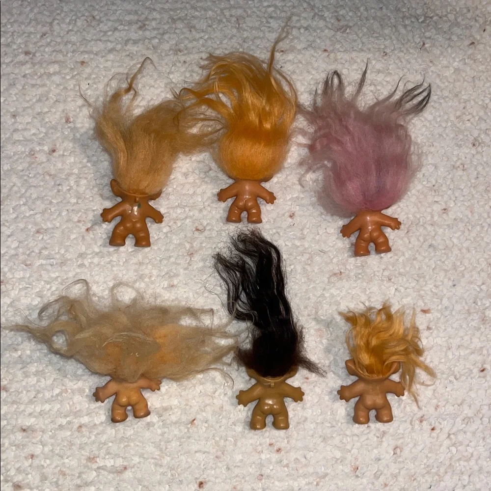 Vintage 60s Tab Neck Unmarked 2.5” Troll Doll Light‎ Orange Hair Hazel Eyes